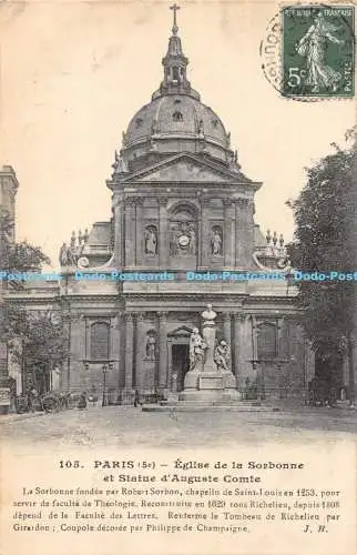 R172255 Paris. Eglise de la Sorbonne et Statue dAuguste Comte. J.H