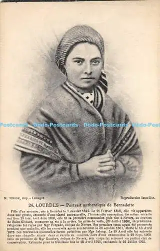 R172497 M. Tesson. Lourdes. Portrait authentique de Bernadette. Grand Magasin de