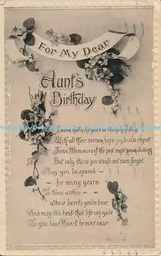 R176319 Grußkarte. Zum Geburtstag meiner lieben Tante. Gedicht und Blumen