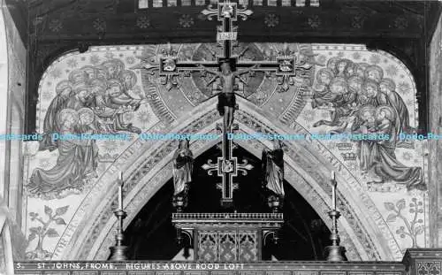 R175533 St. Johns. Frome. Figuren über Rood Loft. RP. G. Russell. 1973