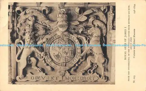 R177987 Royal Arms of James I. Aus dem Mantel des getäfelten Zimmers von Bro