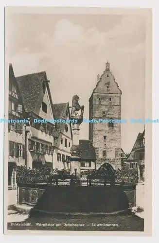 C001458 Dinkelsbühl. Wornitztor mit Renaissance. Lowenbrunnen. Buch. u. Kunststu