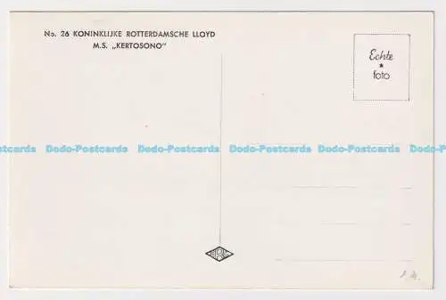 C006266 Versand. Kertosono. Nr. 26. Koninklijke Rotterdamsche Lloyd. M. S. Kertoson