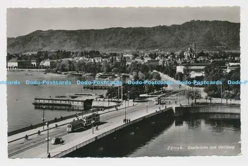 C007639 Zürich. Quaibrucke und Uetliberg. 1651. Fotoglob Wehrli A.G. Zürich