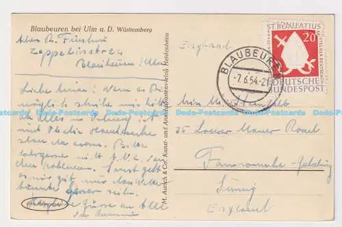 C008877 Blaubeuren bei Ulma.D. Württemberg. M. Aurich. Heidenheim. 1954