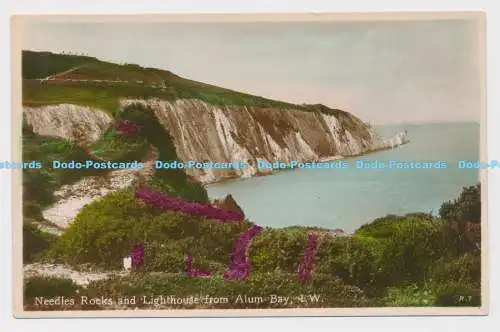 C011155 Nadeln Felsen und Leuchtturm von Alum Bay. I.W.R.7. RP. Nahe