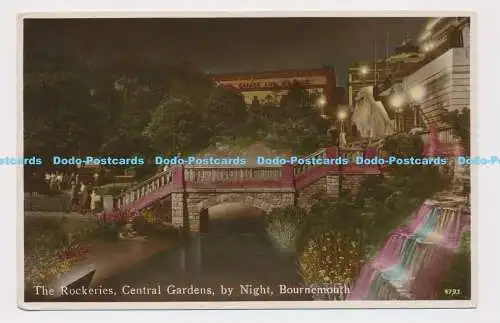 C017943 Bournemouth. Central Gardens. bei Nacht. The Rockeries. Nahe. RP. 1952