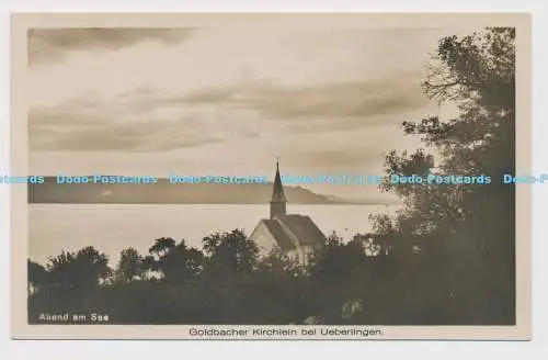 C022477 Abend am See. Goldbacher Kirchlein bei Ueberlingen. H. Stich. RP