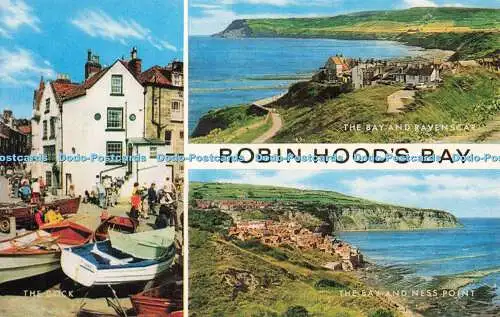 R680617 Robin Hoods Bay. The Bay und Ravenscar. Das Dock. The Bay and Ness Point