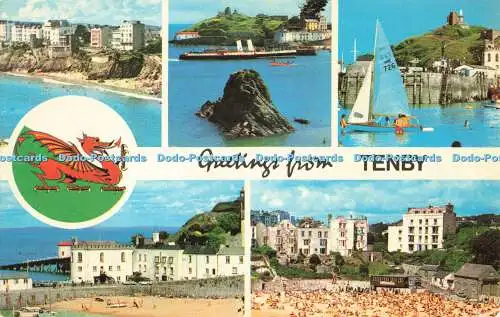 R685172 Grüße von Tenby. Der Hafen. Fotopräzision. Colourmaster Interna