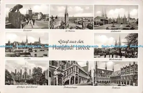 R688941 Gruss aus der Hansestadt Lübeck. Hafen. Schoning. Multi View