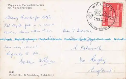 R693525 Weggis am Vierwaldstattersee mit Nidwaldneralpen. O. Sussli Jenny. 1962