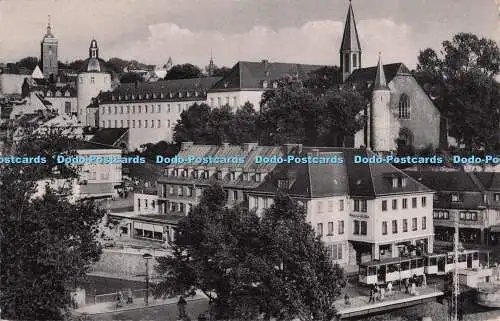 R700358 Siegen i.W.Siegbrücke. Unteres Schloss und Martinikirche. Fr. Erich Ko