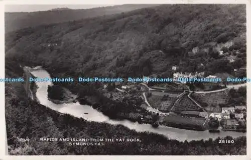 R700408 Symonds Yat. Stromschnellen und Insel von Yat Rock. RP