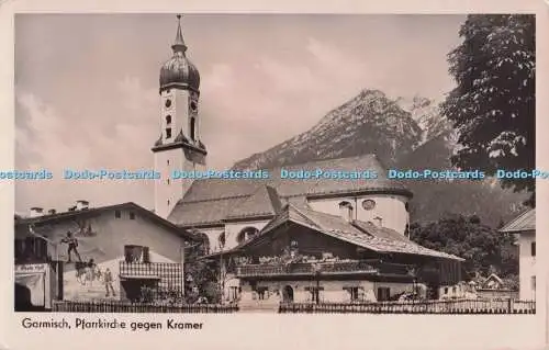 R702570 Garmisch. Pfarrkirche gegen Kramer. Karl Bayer. RP