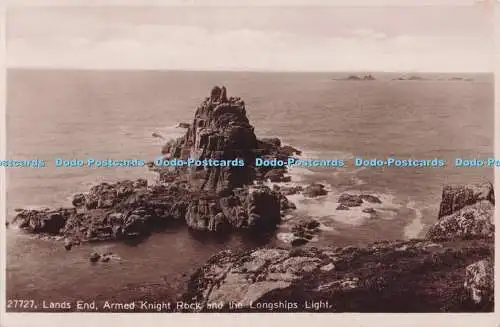 R700547 Land End. Armed Knight Rock and the Longships Light. RP