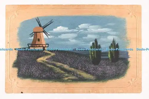 R707476 Holz Postkarte. Windmühle