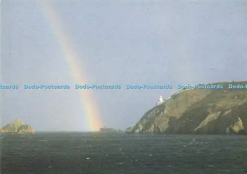 D146464 Stürmische Bedingungen ein Regenbogen am Leuchtturm. Point Rober.t Sark. 1984. Chr