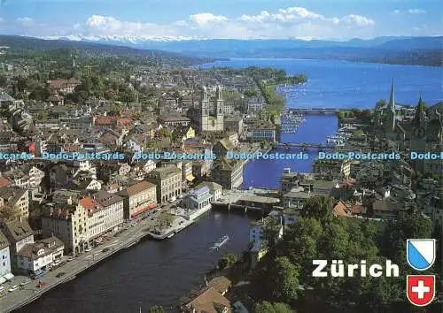 D147869 Zürich. Flugaufnahme. Fotoglob. Postkarte