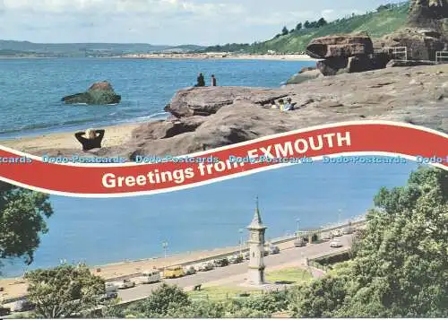 D004250 Exmouth. Briefmarke 1969. Mehrfachansicht. Orcombe Point von Sandy Bay. Uhrschlepper
