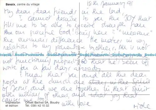 D009980 Bevaix. Mitte. Dorf. C Bus. Offset Baillod. SA. Boudry