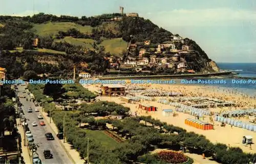 D008539 San Sebastian. Strand Ondarreta und Berg Igueldo. Manipel. Fournier V