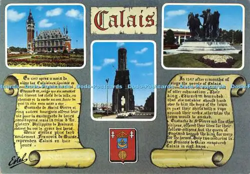 D010403 Multi View. Calais. L Hotel De Ville. La Tour Du Guet. Les Bourgeois. Ro