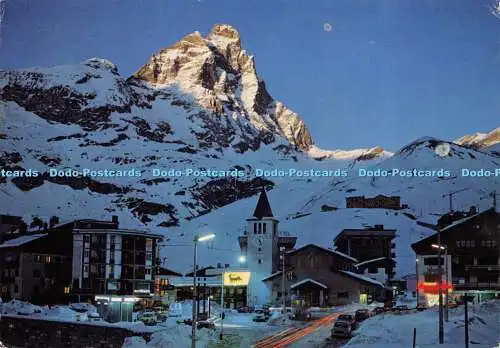 D014746 Cervinia Breuil m.2050. Sonnenuntergang auf dem Berg Cervino 4478 m Teilansicht