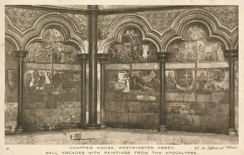 PC47758 Chapter House. Westminster Abbey. Wandarkaden mit Gemälde aus der Ap