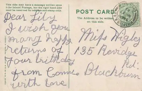 PC48445 Ein Geburtstagsgruß. Rosen. B. B. London. 1910