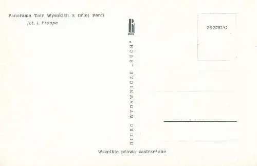 PC52936 Panorama Tatr Wysokich z Orlej Perci. J. Proppe