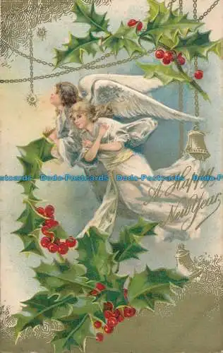 R026371 Grußpostkarte. Ein frohes neues Jahr. Engel. Stewart und Woolf