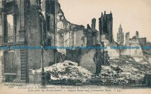 R027802 Lille nach dem Bombardement. Shepers Street und Continental Hotel. Abgabe