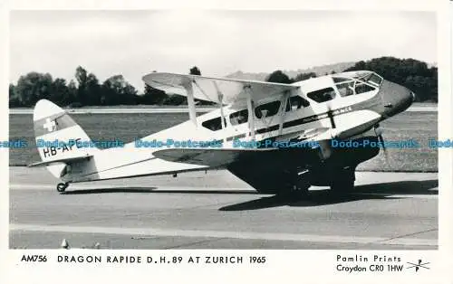 R027226 Dragon Rapide D. H. 89 in Zürich 1965. Pamlin Prints