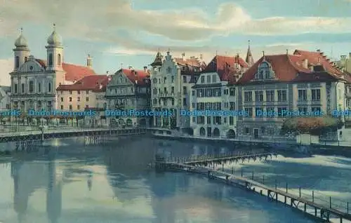 R027908 Alt Luzern. Partie an der Reuss. E. Goetz. Nr 4563