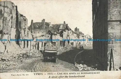 R027955 Ypers. Eine Straße nach dem Bombardement. 1916