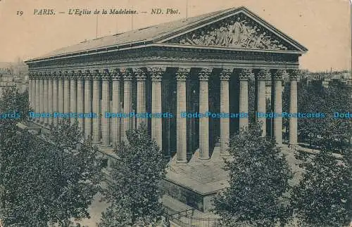R027957 Paris. L Eglise de la Madeleine. ND. Nr 19