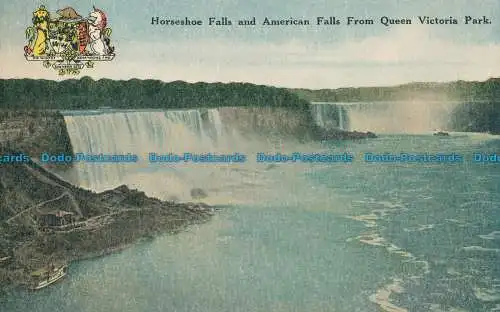 R027597 Horseshoe Falls und American Falls vom Queen Victoria Park. F. H. Lesli