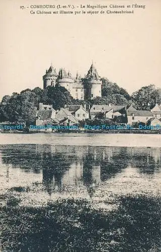 R011057 Combourg. Le Magnifique Chateau et l Etang. Ce Chateau est Illustre par