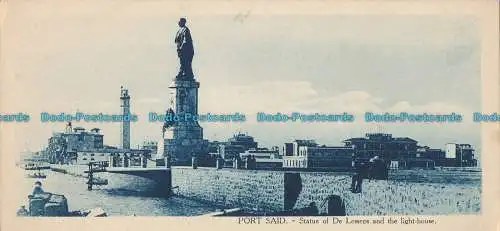 R011173 Port Said. Statue von De Lesseps und dem Leuchtturm. B. Livadas