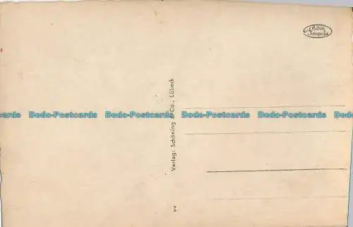 R011890 Lübeck. Blick vom Petrikirchturm auf des Holstentor. Schoning. RP