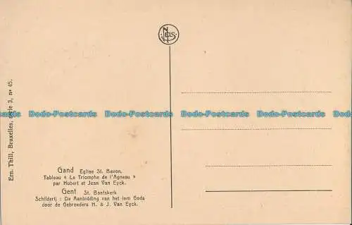 R011906 Gand. Eglise St. Bavon. Tableau Le Triomphe de l Agneau par Hubert et Je