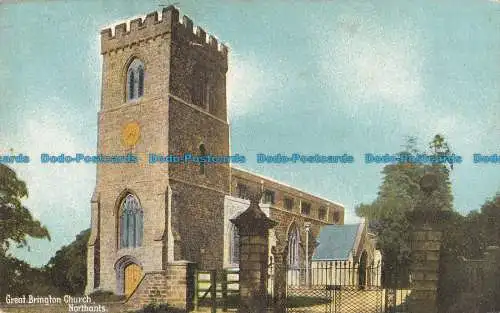 R097314 Great Brington Church. Northants. Fine Art Postkarten. Christliche Romane