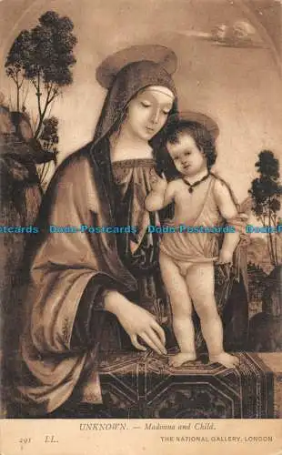 R097485 unbekannt. Madonna mit Kind. Die Nationalgalerie. London. LL. Postkarte