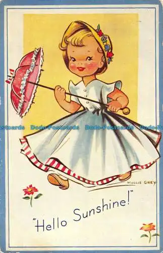 R097587 Hello Sunshine. Mädchen mit Regenschirm. Mollie Grey. Dennis. 1957