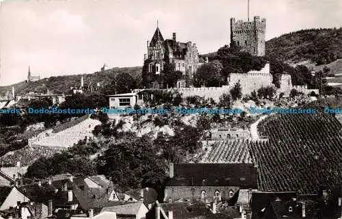 R098156 Bingen am Rhein. Burg Klopp Rochusberg mit Kapelle von der Nahe aus Gese