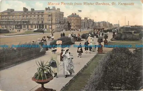 R098760 Marine Parade von Winter Gardens. Gt. Yarmouth. Valentines Serie. 1908