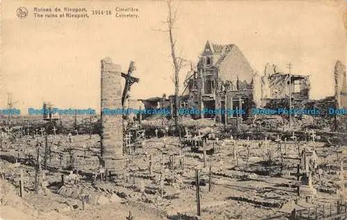 R099876 Die Ruinen von Nieuport. 1914 18. Friedhof. Nels. Ern. Thill