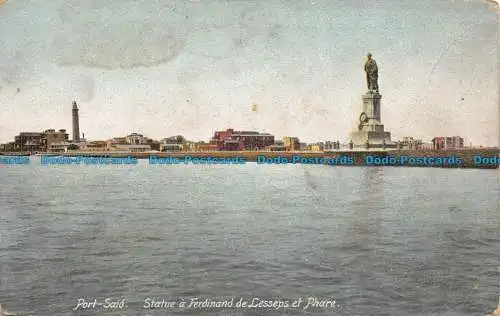 R101192 Port Said. Statue a Ferdinand de Lesseps et Phare. Ephttimios Freres