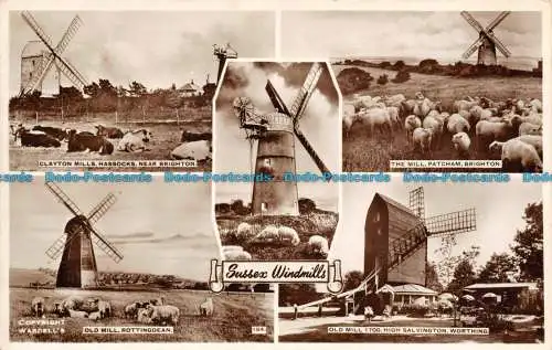 R120802 Sussex Windmühlen. Mehrfachansicht. Wardell. RP